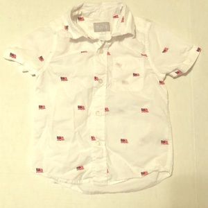 American flag short sleeve button down shirt 4T